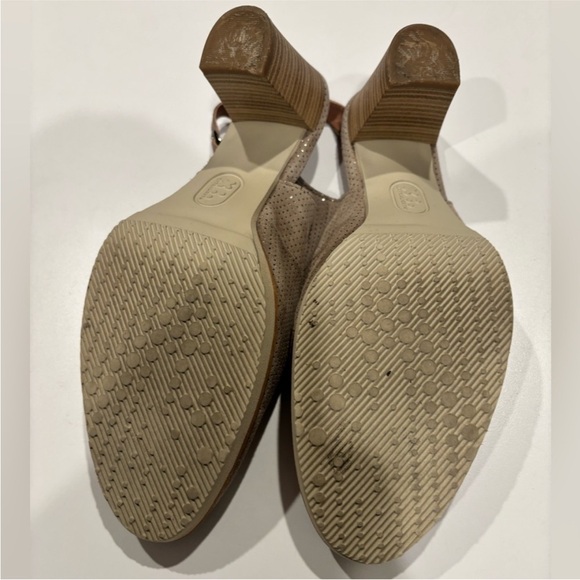 Mephisto tan sling back open toe stacked block heel metallic dots womens 8 1/2 - Picture 14 of 14